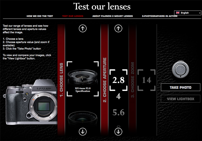 「Test our lenses」富士全系列鏡頭線上試拍，了解各鏡頭特性