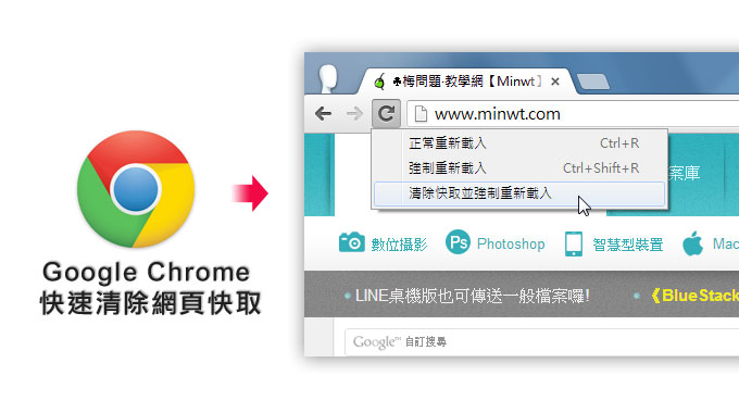 《Google Chrome瀏覽器》如何像IE也有Ctrl+F5，強制重新載入網頁