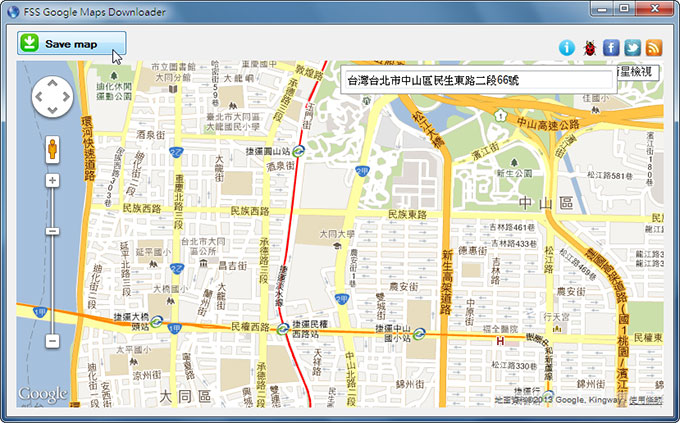 《FSS Google Maps Downloader》將Google地圖儲存成JPG檔