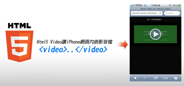 手機網頁教學－Html5 Video讓iPhone網頁瀏覽器可直播影音檔