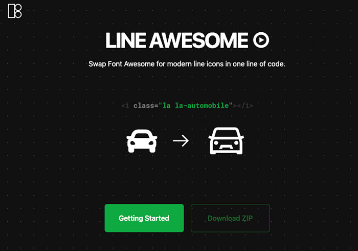 Line Awesome 一套將Font Awesome的圖示，改成線條模式的免費文字圖示