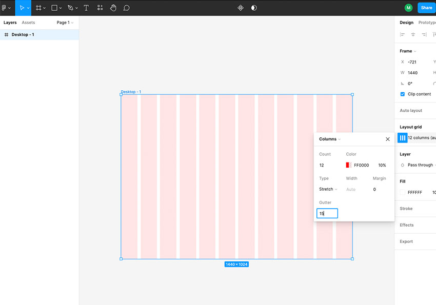 如何將 Figma 版面，依照Bootstrap網格系統分割成12等分