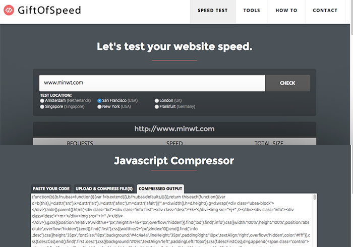 GiftOfSpeed 線上網站速度檢測與合併壓縮js&css檔