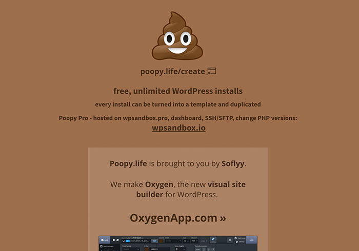 Poopy.life 免費提供七天 WordPress 測試環境，可任意安裝外掛與佈景