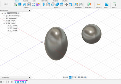 Fusion 360 如何將圓球體，非等比變將它拉高與壓扁