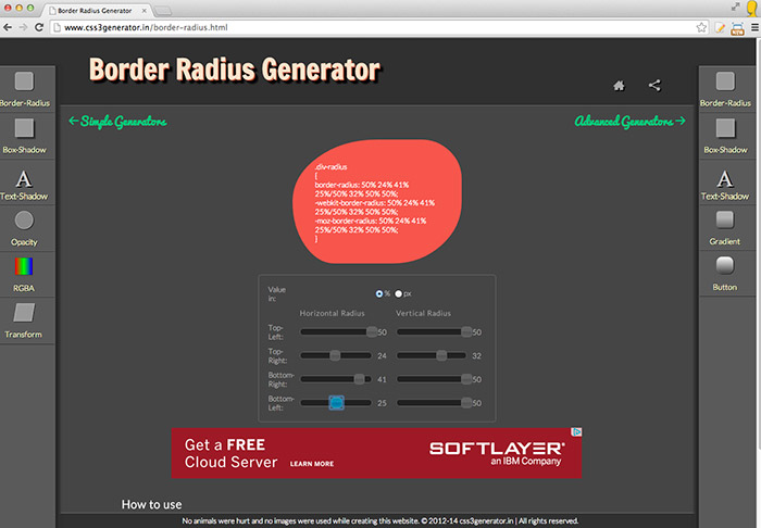 《Simplest CSS3 Generator》CSS3線上特效產生器