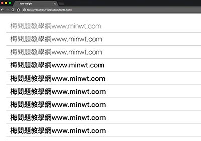 CSS教學－font-weight 屬性讓網頁內建的繁中字型也有極細黑、中黑、粗黑，九種不一樣的粗細變化
