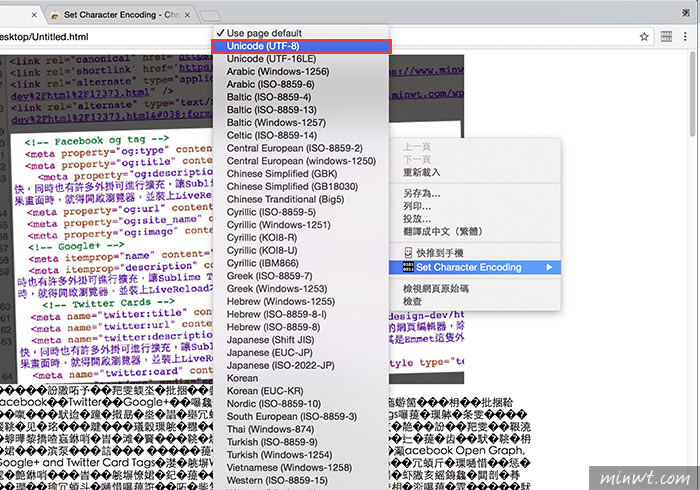梅問題－「Set Character Encoding」解決Chrome 55版後，設定網頁編碼