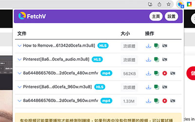 FetchV 萬用串流影音下載器，支援HLS/m3u8/mp4/blob格式