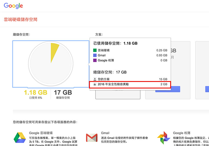 Google 2016限定！完成安全檢查就送2GB Google Drive永久儲存空間