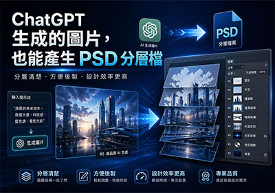 ChatGPT Image2 生成圖片，實測也能做出 PSD 分層檔