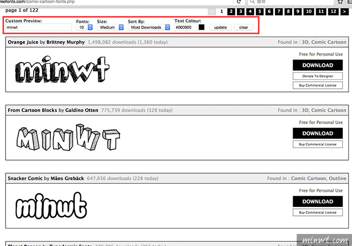 梅問題－「1001 Free Fonts」上千個可即時預覽的免費英文字型下載