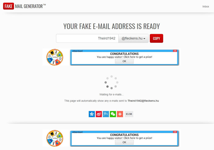 FAKE MAIL GENERATOR 線上臨時性E-mail產生器，參加活動不再收到一堆廣告信