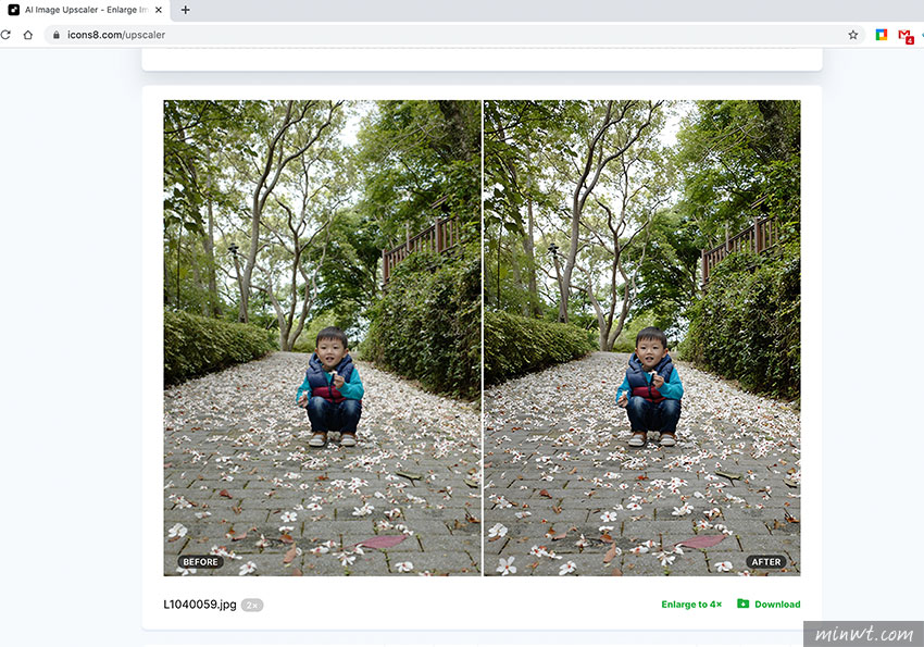 梅問題-Smart Upscaler透過A.I.人工智慧，圖片放大2倍保有清晰的畫質