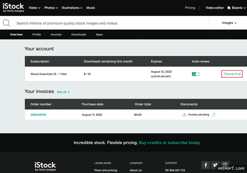 梅問題-當開啟了Shutterstock與iStock免費十張圖庫下載時，要如何正確的取消試用方案，才不會之後每月都被扣款