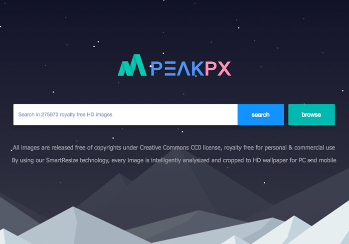 PeakPX免費提供27萬張可商用的圖片下載，並可線上直接裁切照片