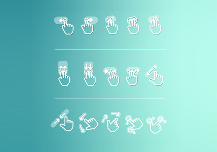 梅問題－網設必備-20組3種樣式的行動裝置常用手勢圖示大集