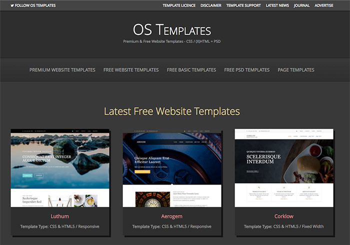 「OS Templates」上百個免費網頁PSD、HTML版型下載