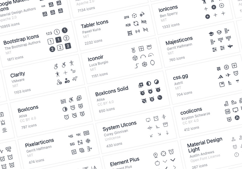 Icones 集合了一百多個免費向量圖示，滿足網頁設計上的大小需求