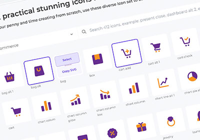 iconhub 收錄超過 1700 種，網頁常會使用到的SVG向量圖示免費下載
