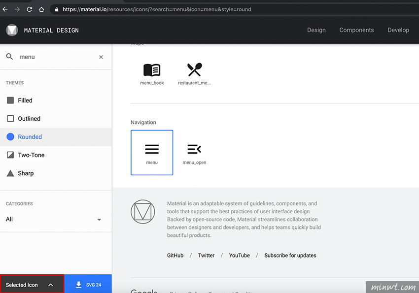 梅問題-Google 「Material icons」提供免費 2000組的Icon Font圖示，為網頁圖示多了一個生力軍