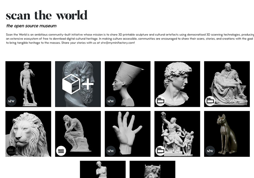 Scan the World 收錄上萬個雕像與藝術品的3D檔案，供大家免費下載與列印