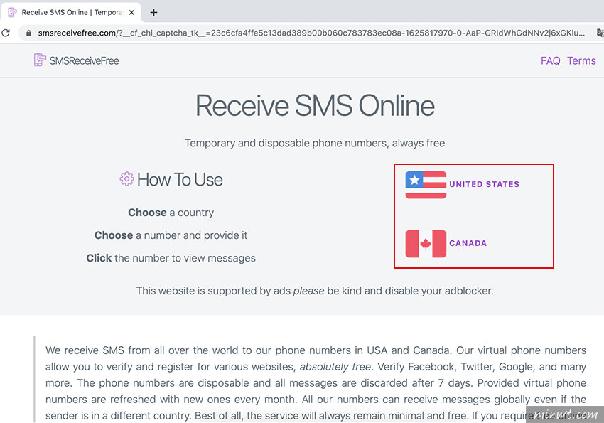 梅問題-SMS Receive Free 免費線上接收臨時美加門號的簡訊驗證碼