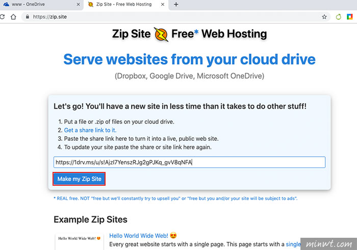 梅問題－Zip Site－將Dropbox、Google Drive、OneDrive雲端空間，變成靜態的網站空間