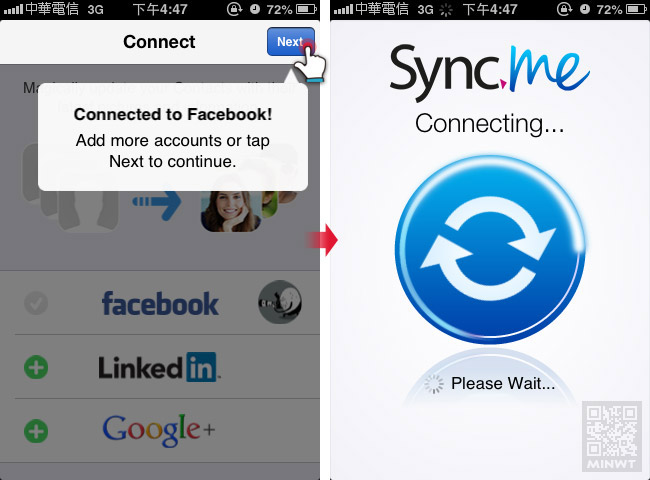 梅問題－《Sync.Me》一鍵將社群中圖像同步至通訊錄裡