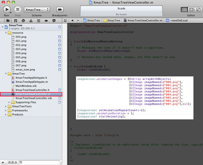 梅問題-Xcode開發程式-自行開發動態聖誕燈樹