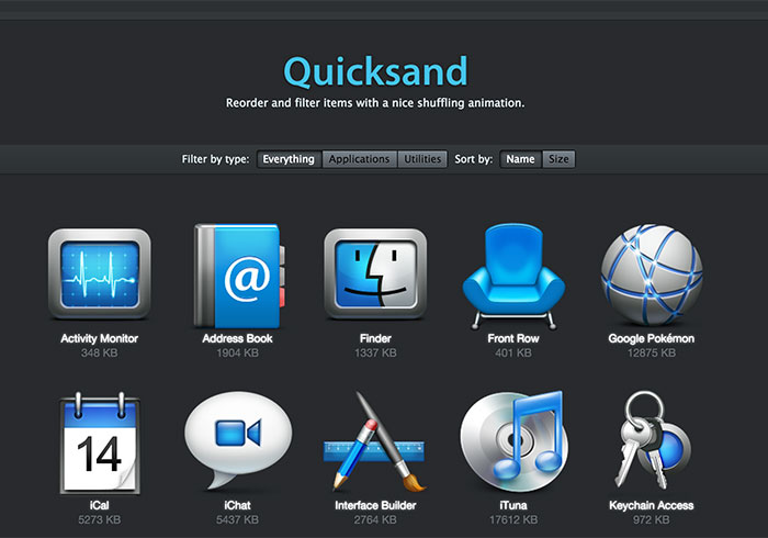 jQuery套件《Quicksand》畫面酷炫重新排序篩選項目