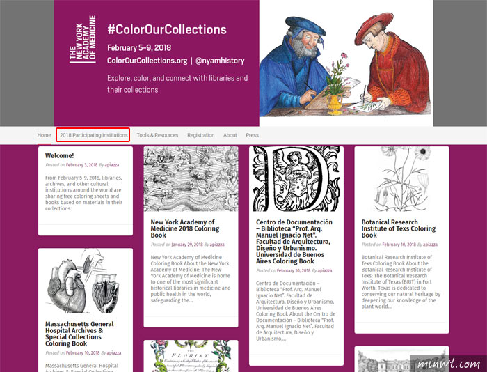 梅問題－#Color Our Collections　世界各地圖書館寶貴著色畫PDF檔免費下載