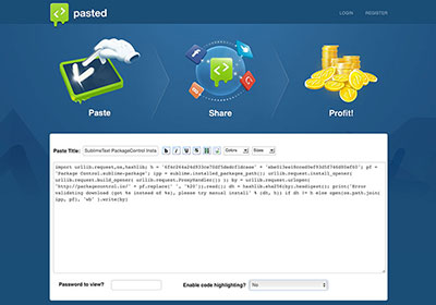 Pasted.co 線上一鍵將文字內容變成短網址，同時支援原始碼高亮效果