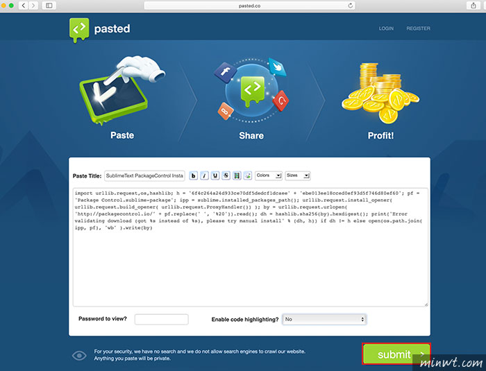 梅問題-Pasted.co 線上文字分享平台，一鍵將文字內容變成短網址，同時支援HTML原始碼的高亮效果