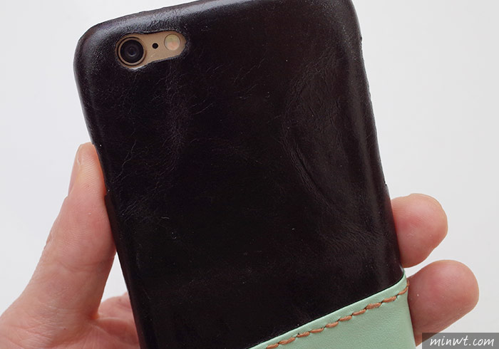 梅問題－自製雙色手縫iPhone6手工真皮保謢殼