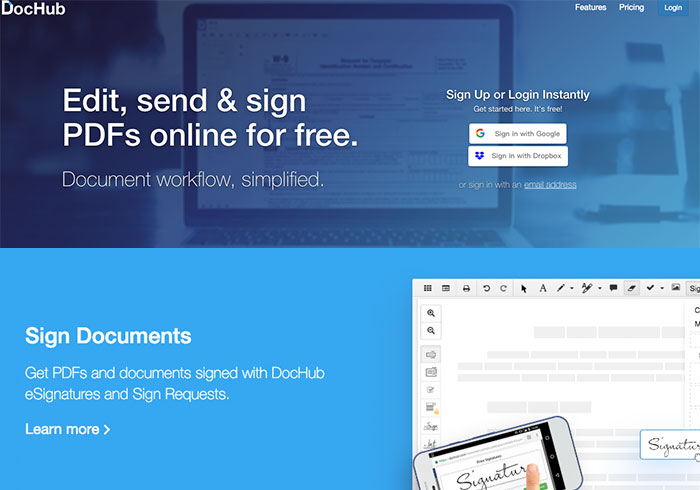 DocHub 免列印！免裝軟體，線上就能為電子文件簽名