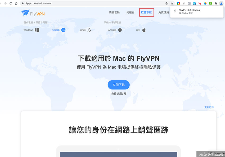 梅問題-FlyVPN 提供24小時，一天只要台幣30元短期訂閱方案