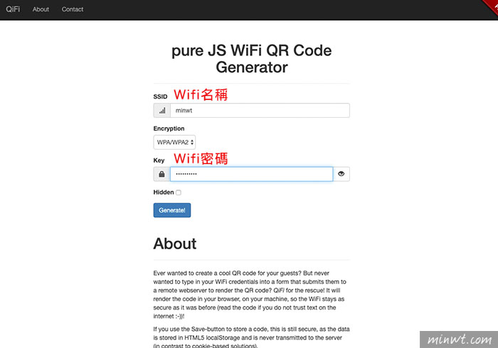 梅問題-WiFi QR Code 產生器，讓朋友掃描QRCode立即就可連線