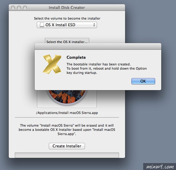 梅問題－「Install Disk Creator」一鍵快速製作MAC專用的USB系統安裝隨身碟(Sierra適用)
