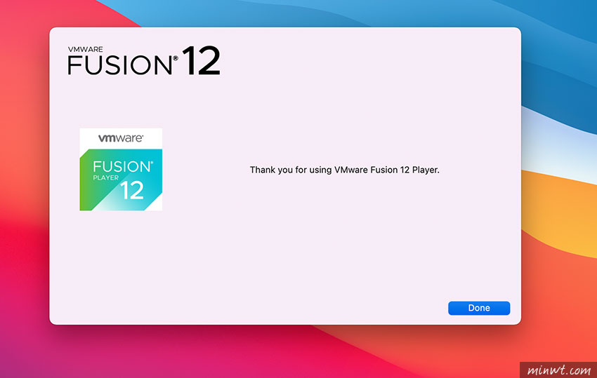 梅問題-VMware Fusion 12 提供MAC用戶，只需註冊為會員，立即就可獲得個人版永久使用序號