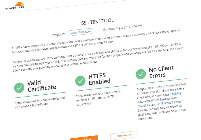 梅問題－Cloudflare SSL Test Tool線上SSL憑證檢測器，一鍵快速檢查網站的SSL是否安裝正確
