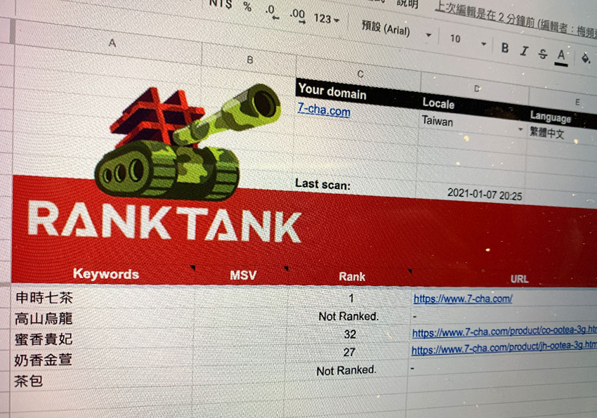 RankTank 追蹤網站與關鍵字在 Google 中的排名順序與標題、描述檔