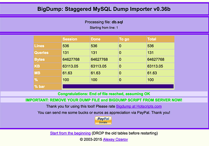 免改設定! 透過BigDump匯入2MB以上的MYSQL資料庫檔