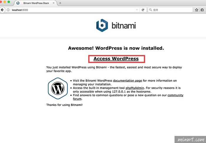 梅問題－Bitnami一鍵全自動在本機電腦架設WordPress環境