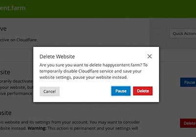 刪除 Cloudflare 域名DNS的代管服務
