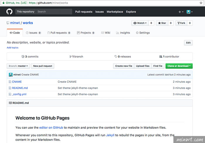 梅問題－GitHub page 也可用來架設HTML靜態網頁，以及綁定網域名稱
