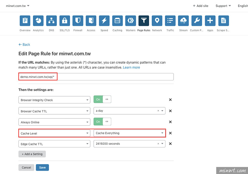 梅問題-Cloudflare免費版Page Rules設定，讓WordPress網站開啟速度更順暢