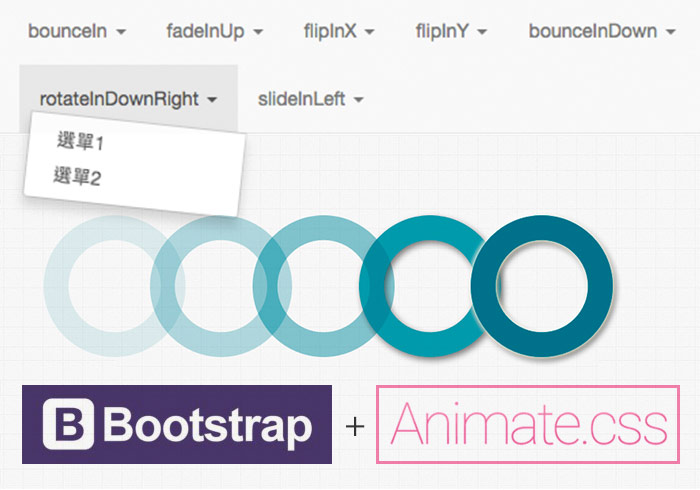 Bootstrap導覽列選單+CSS動畫效果