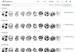 Google 推出線條版的Noto Emoji表情圖示雲端字型，讓你可自行套用到網頁中