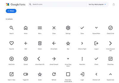 Google Fonts推出Material Icons圖示字型，可設定圖示線條的粗細變化與風格